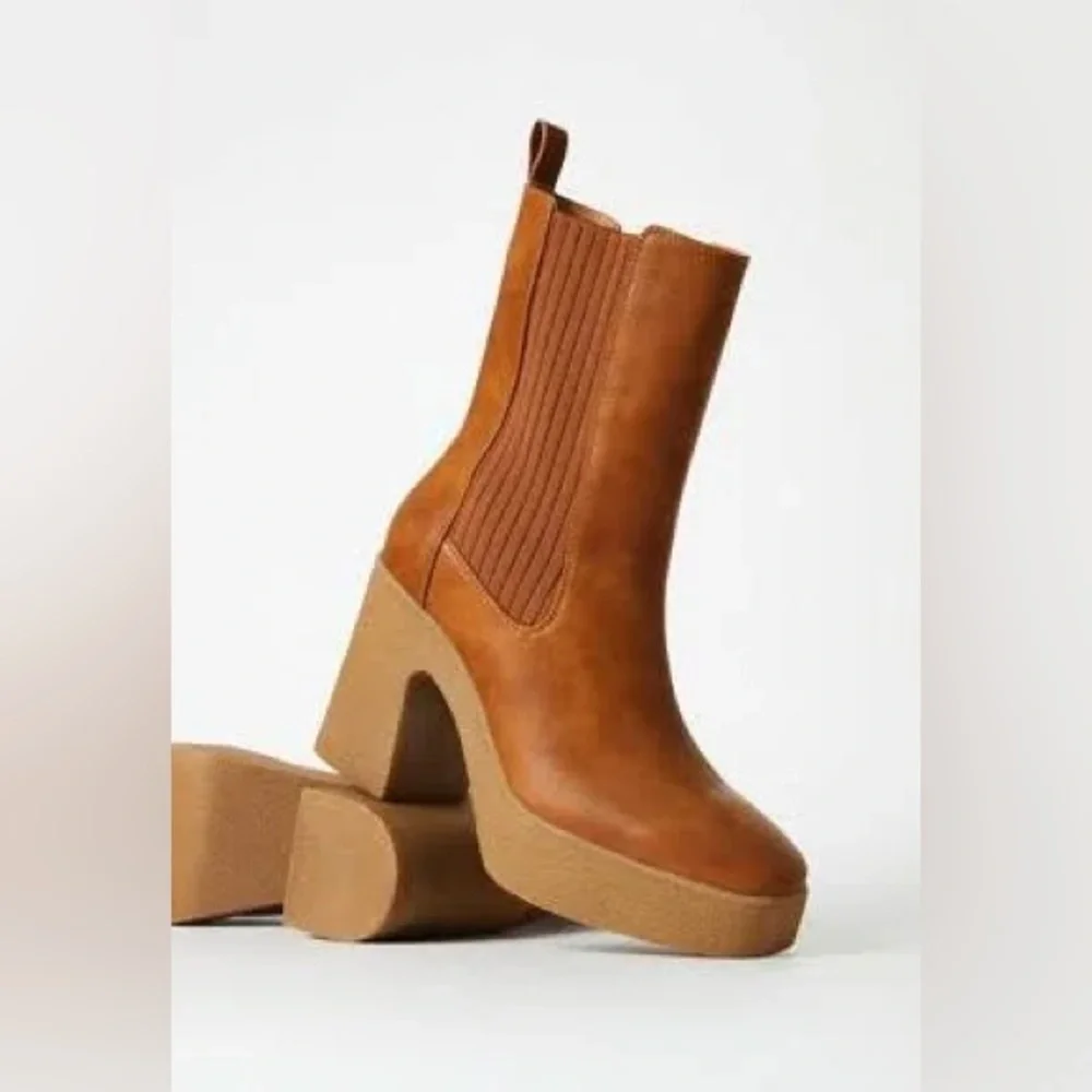 🆕 Brown Platform Lug Sole Ankle Boots Chunky Block Booties - Picture 6 of 6